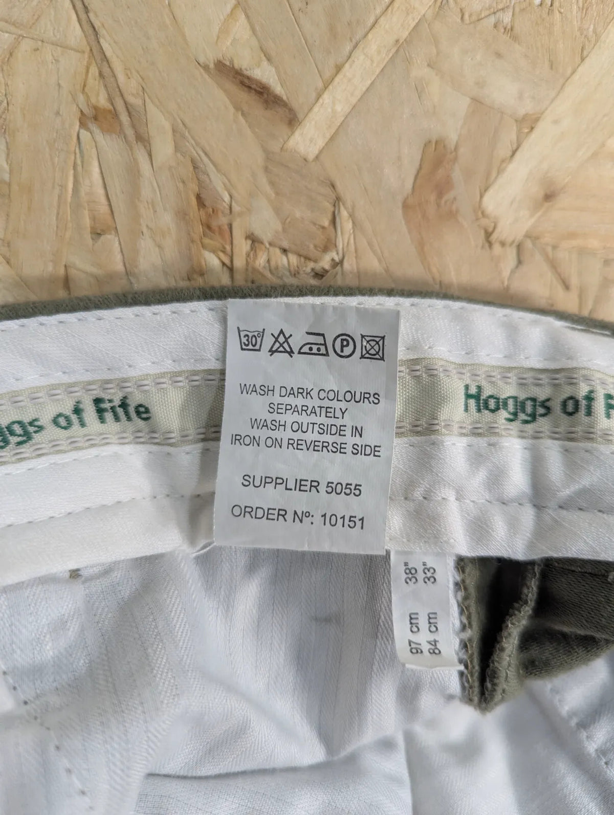 Hoggs Of Fife Chinos Mens W38 L33 Khaki Green Moleskin Straight Leg Trousers