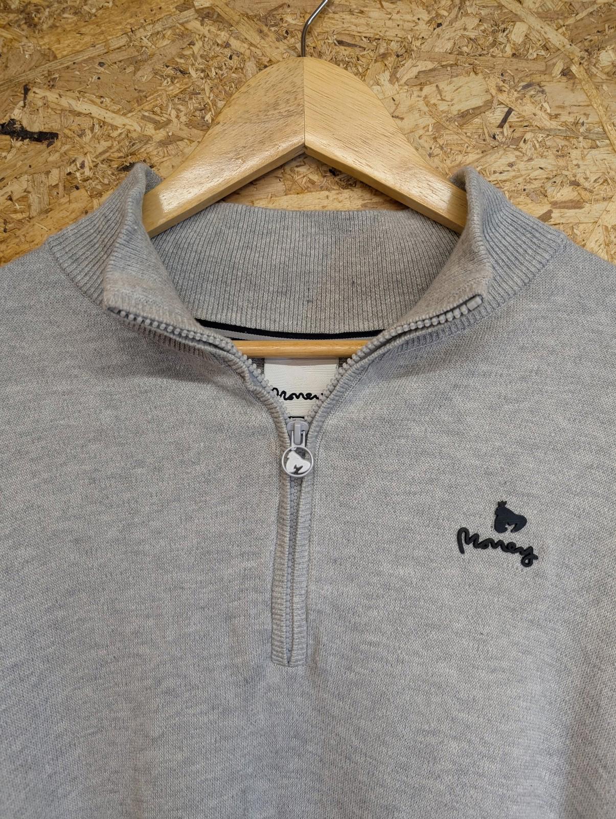 Money Clothing Ape Knit Jumper Mens XXL 1/4 Zip Cotton Grey Casual Collared