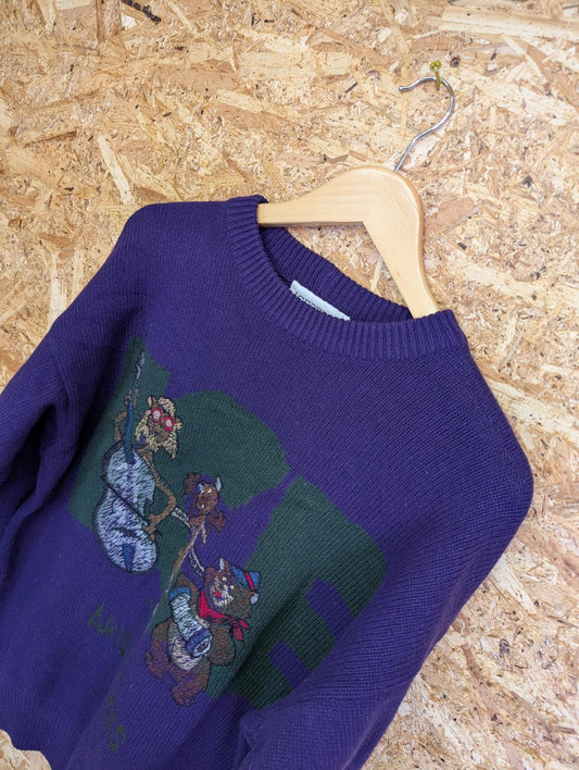 Iceberg Purple Size Large Jumper Aristocrats Vintage 90s Knit 100% Wool Italy