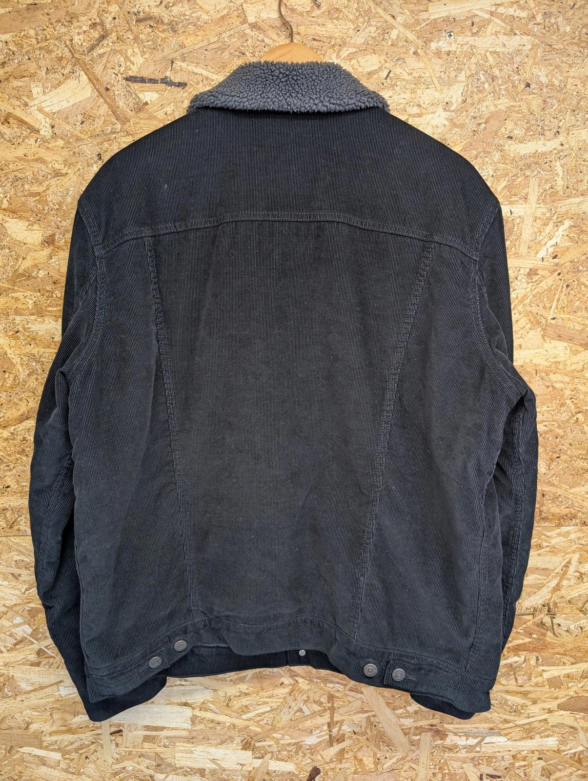 Levis Sherpa Trucker Jacket XL Men Corduroy Black Grey Fleece Lined Borg