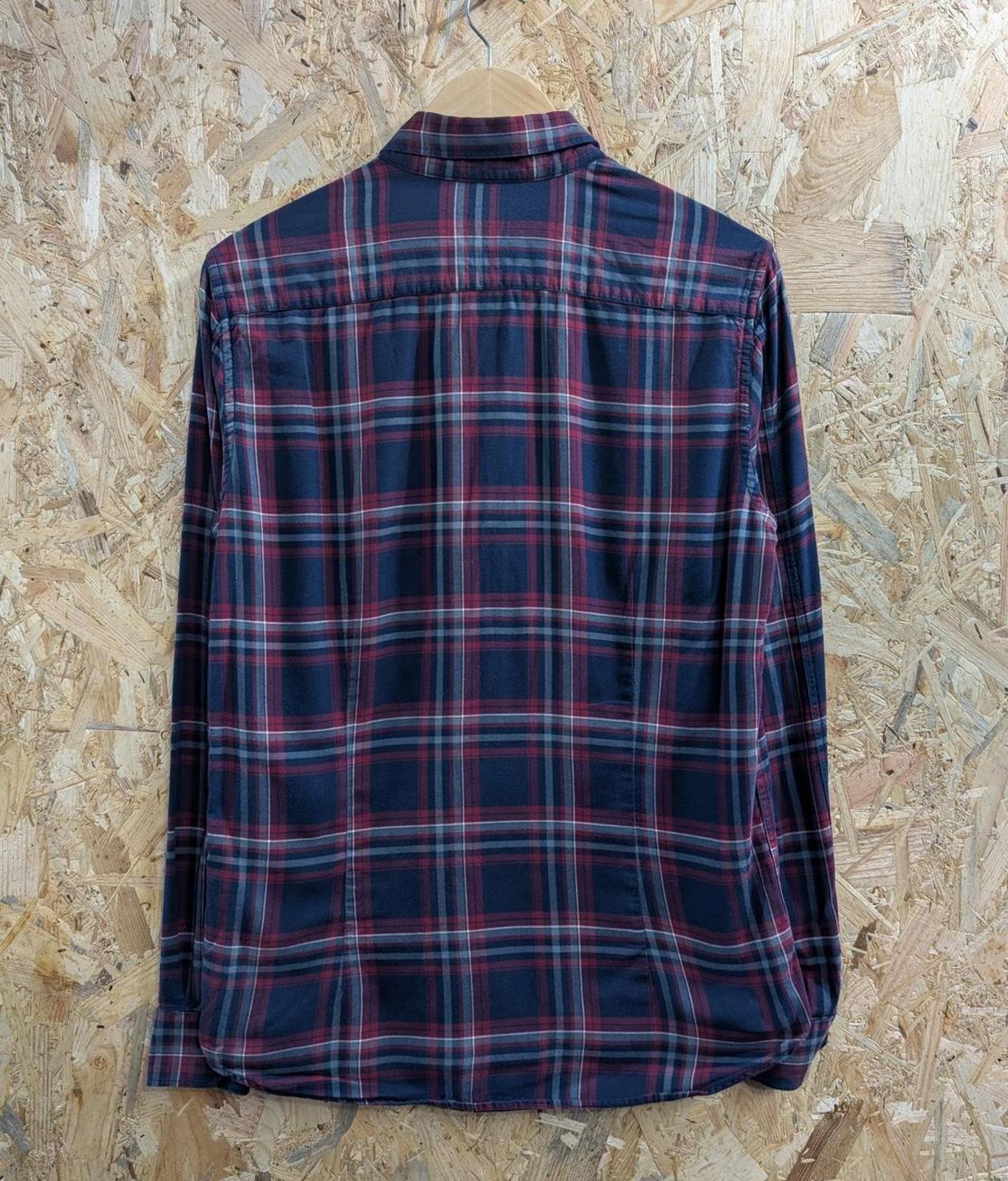 Barbour Shirt Small Men Slim Fit Navy Burgundy Long Sleeve Button Down Collar