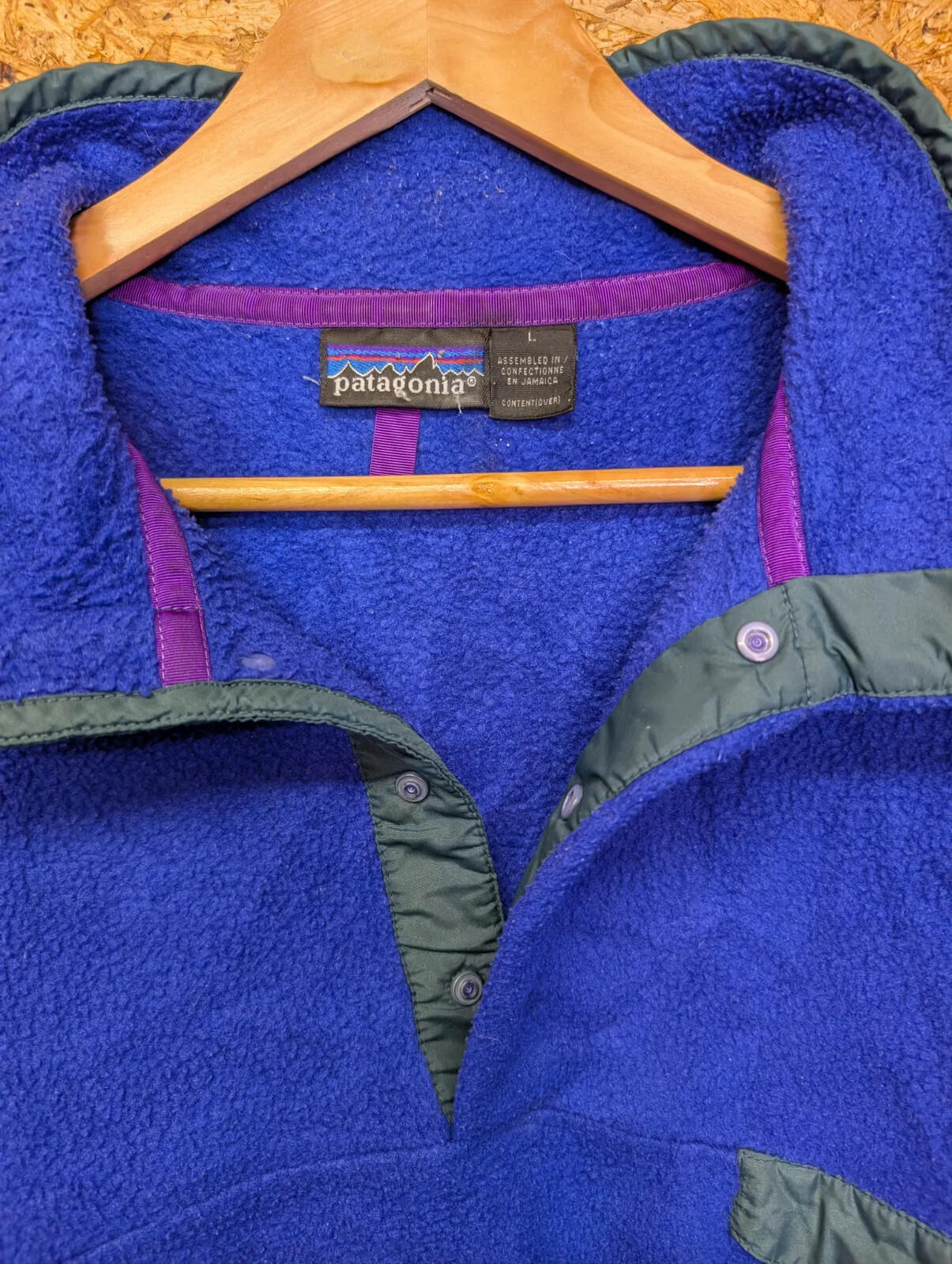 Vintage Patagonia Fleece Pullover Mens Large Blue Purple Snap-T Hiking Walking