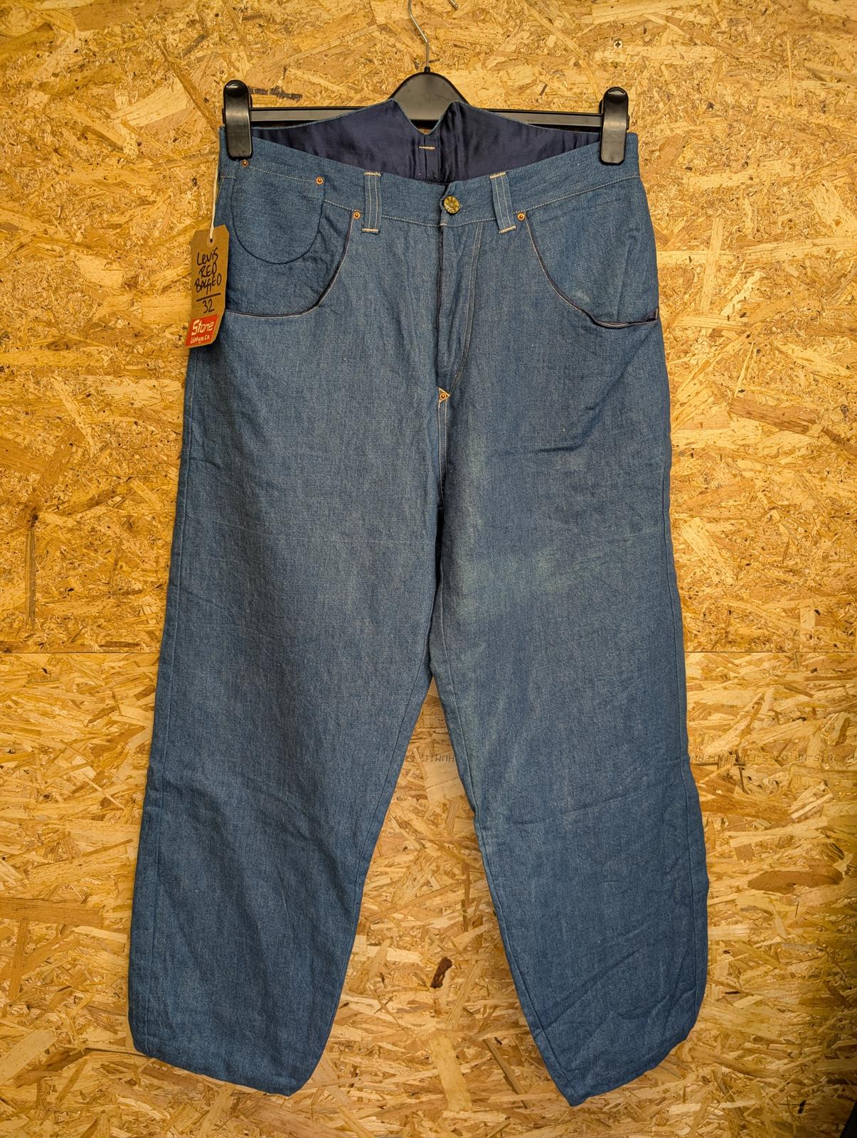 Levis RED Bagged Jeans W32 Redline Selvedge Silk Lined Hemp Baggy Japanese