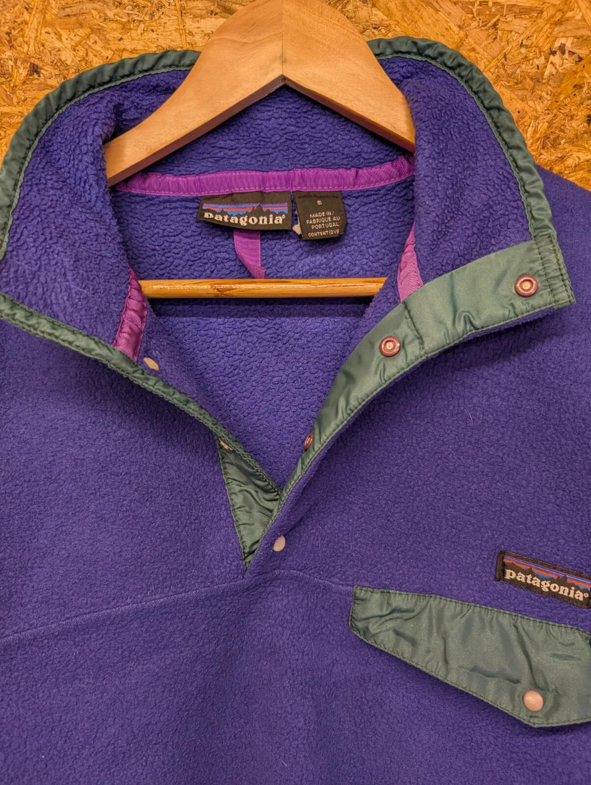 Vintage Patagonia Fleece Pullover Small Purple Blue 90s Snap-T Hiking Walking