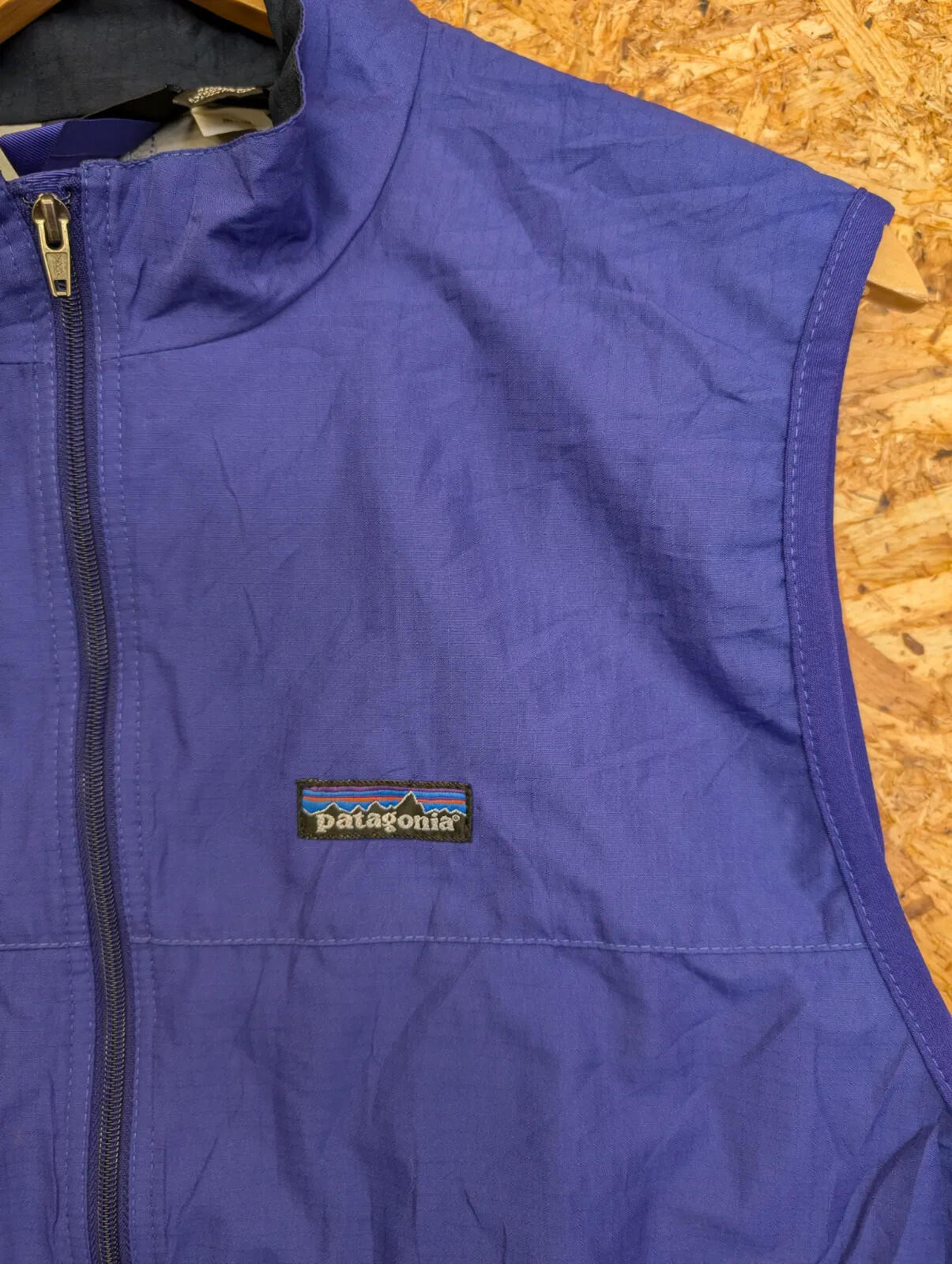 Vintage Patagonia Windbreaker Vest Mens Large Blue Ripstop Full Zip Lightweight