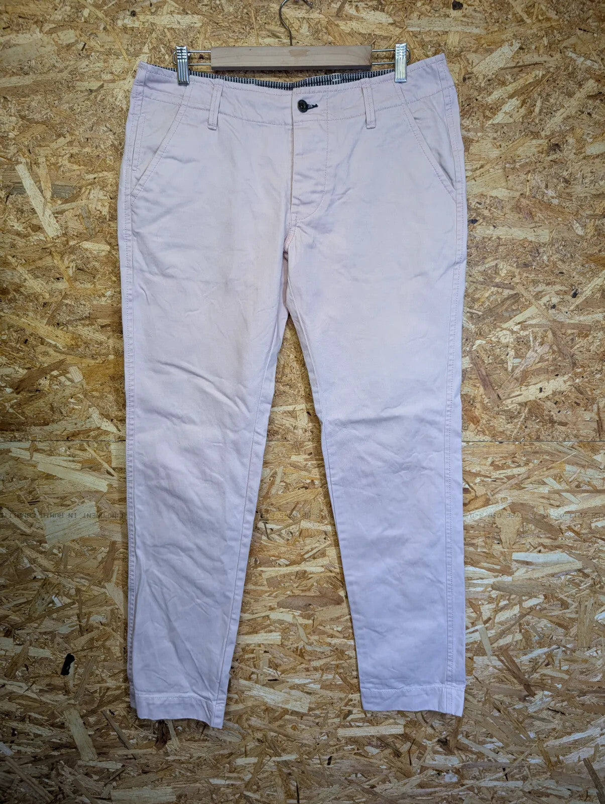 NN07 Chino Jeans Mens W32 L32 Light Pink Cotton Trouser Slim Straight Leg Button