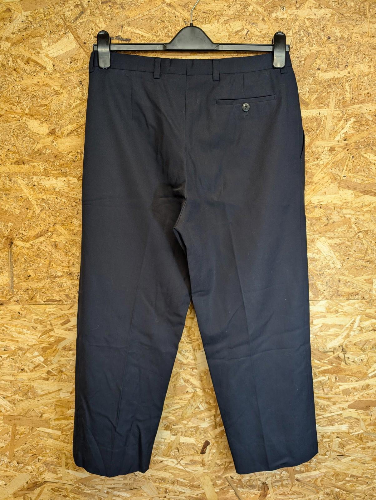 Burberrys Mens Trousers W30 Pleat Front Wool Blend Formal Navy Blue Vintage 90s