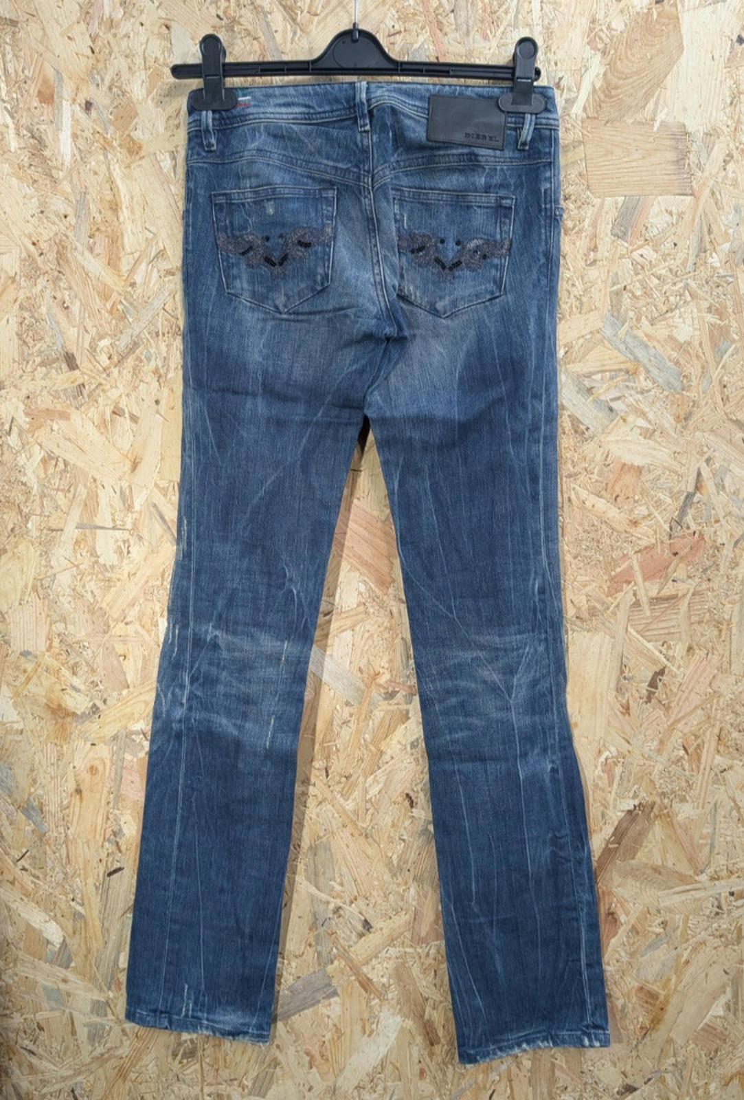 Diesel Newz Jeans W27 L32 Low Rise Women Distressed Blue 008SV Y2K