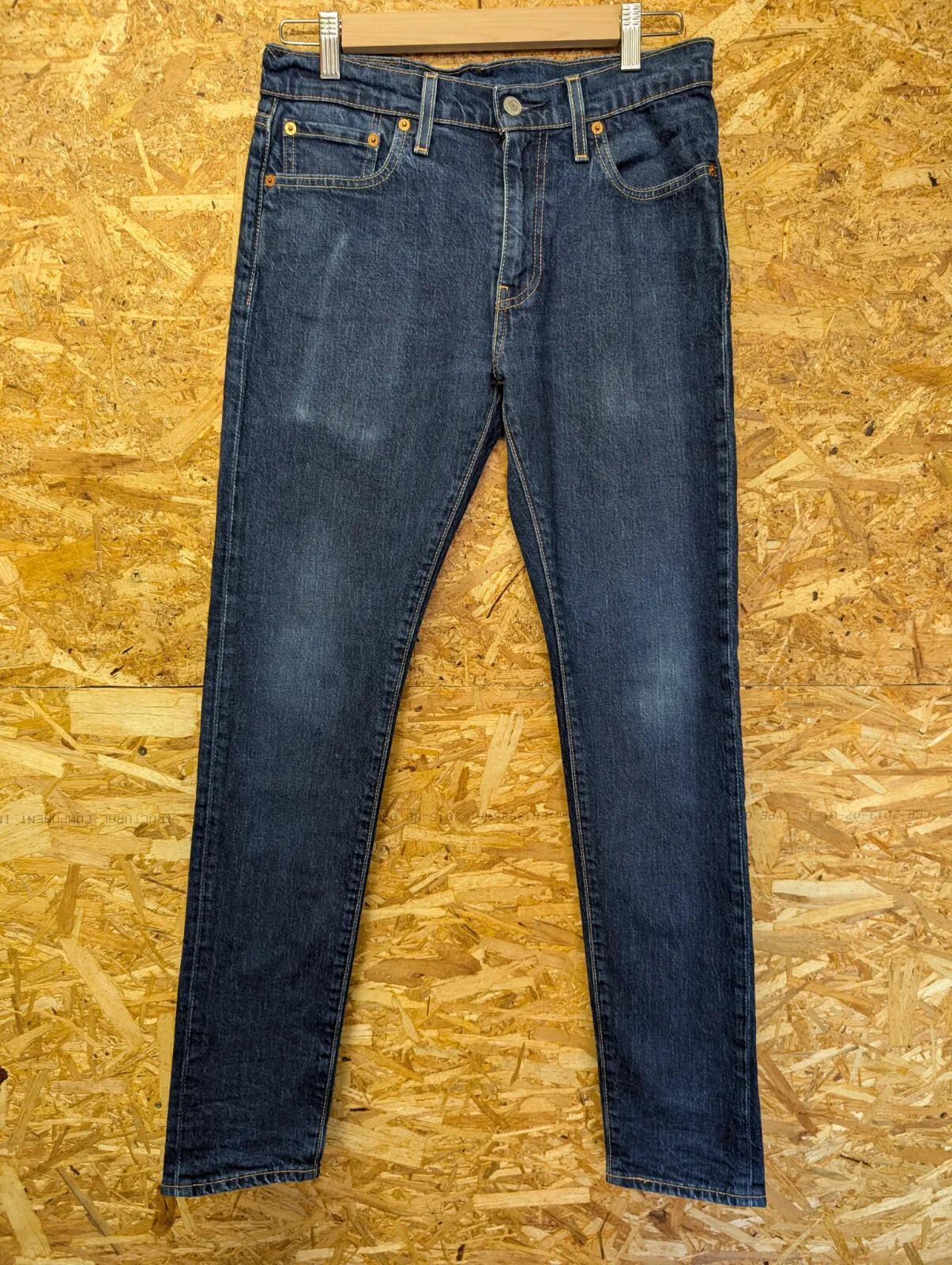 Levis 512 Slim Tapered Jeans Mens W29 L32 Navy Blue Denim Zip Fly Distressed