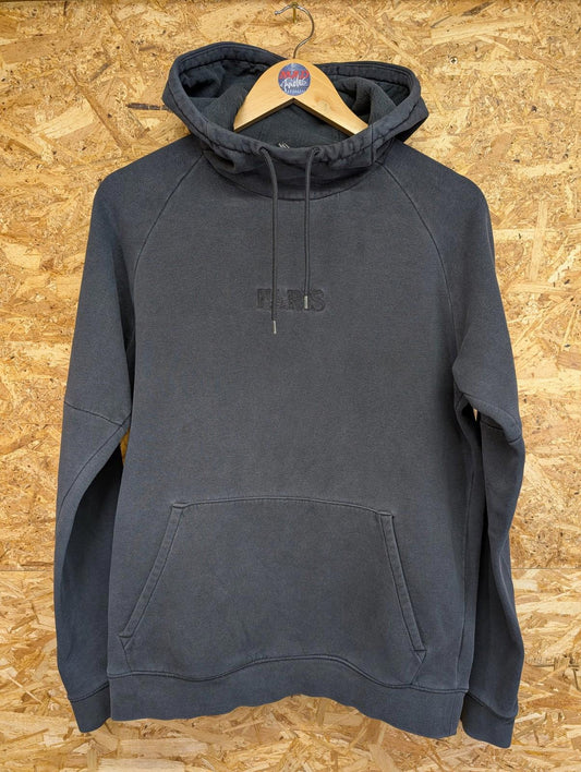 Nike Paris Hoodie Mens Small Pullover Embroidered Logo Black Grey Cotton Blend