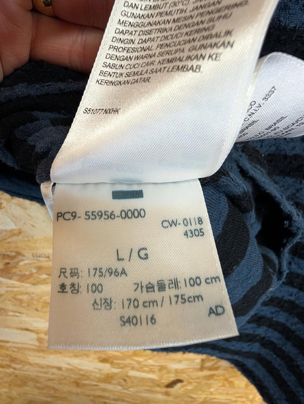 Levis Made & Crafted Jumper Large Men Striped Retro Knit Crew Neck Navy Blue LVC