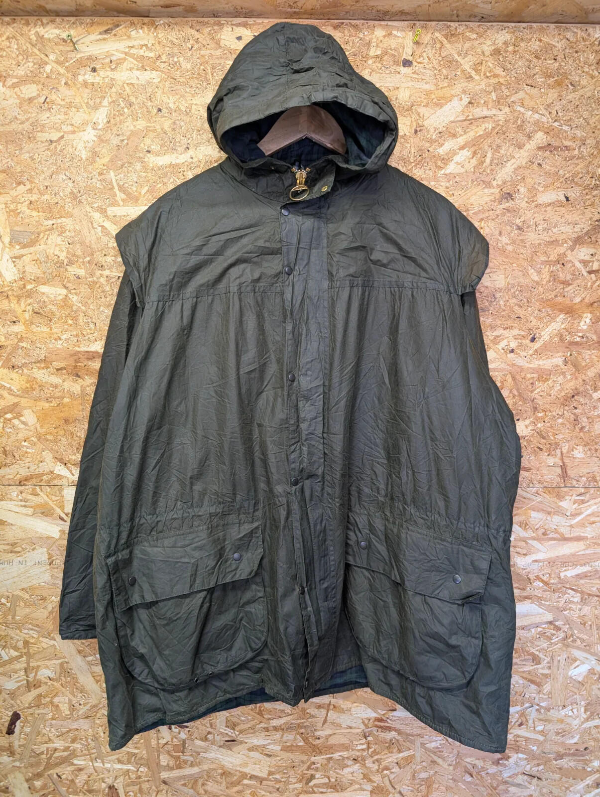Vintage Barbour Durham A5 Hooded Jacket Mens C46 XXL Sage Green Cotton Zip 90s
