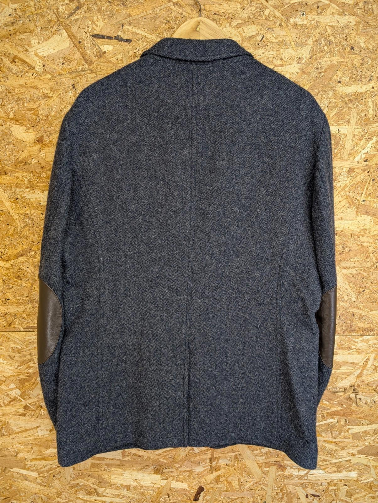 Woolrich Tweed Blazer Large Men Wool Blue 2 Button Cotton Lined Navy Elbow Patch