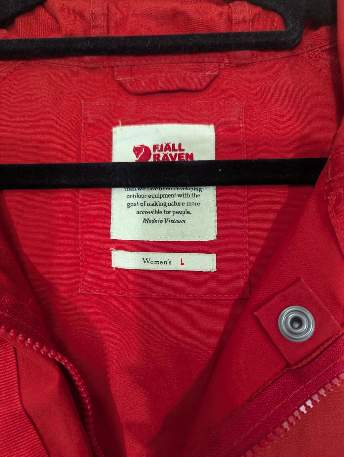Fjallraven Vardag Anorak Womens Large Red 1/2 Zip Hooded Windbreaker G1000 Coat