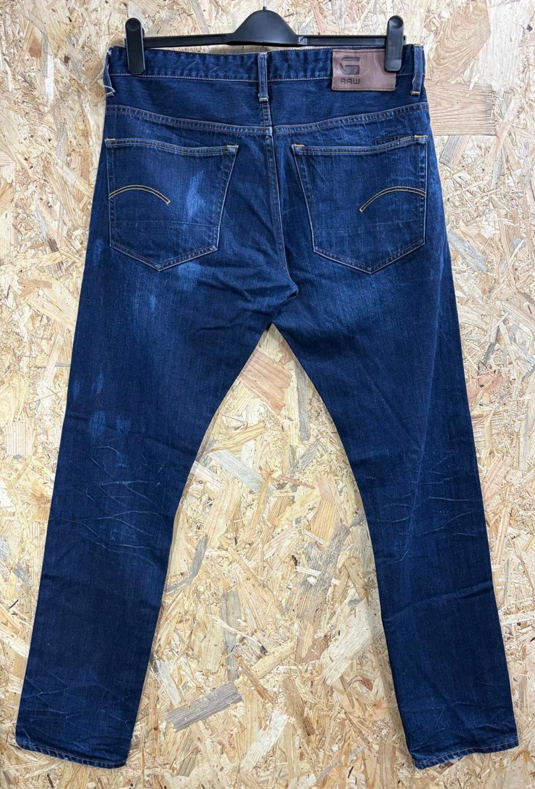 G-Star 3301 Tapered Jeans W34 L32 Navy Blue Dark Denim Button Fly