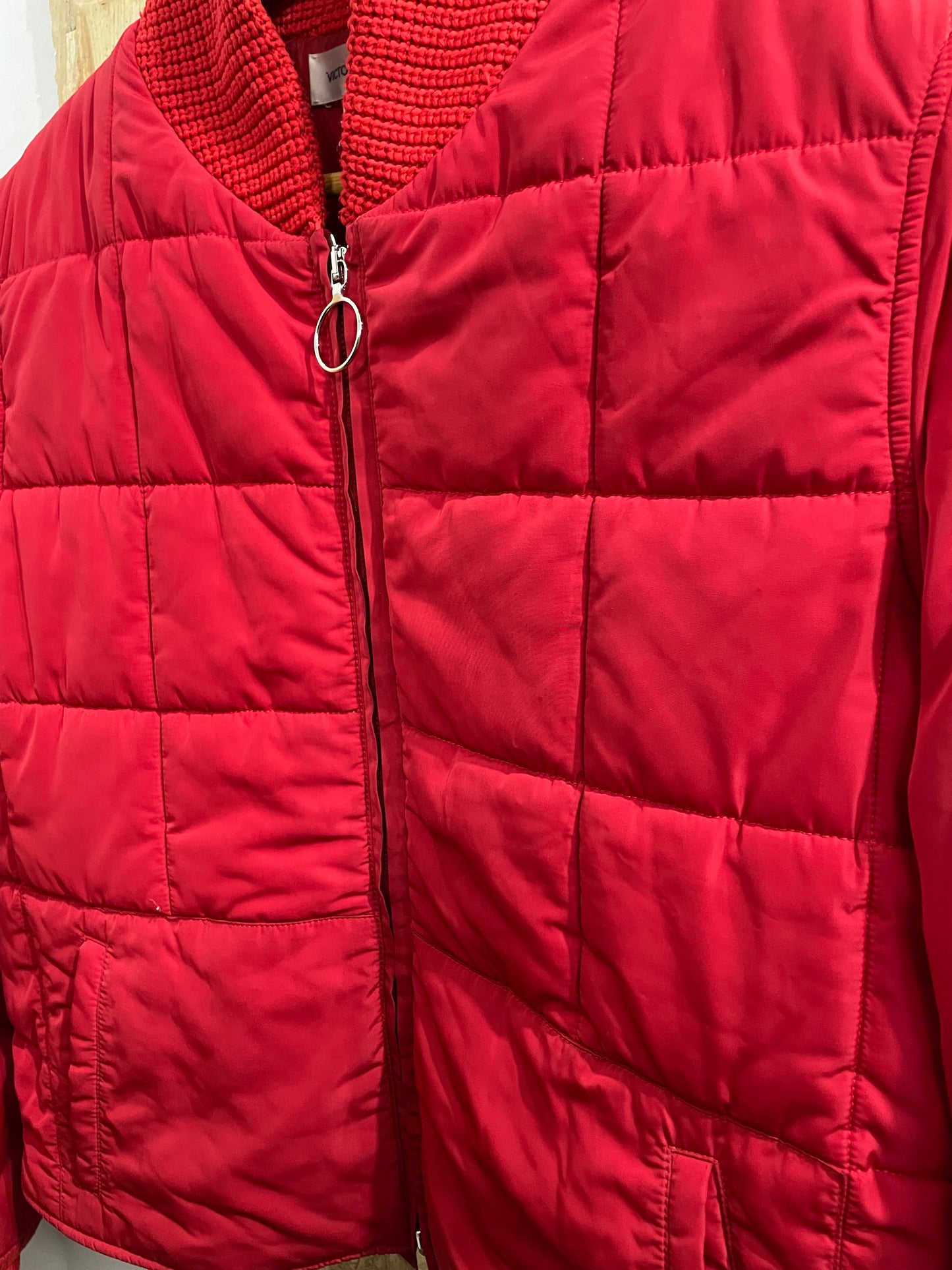 Victoria Beckham Red Puffer Jacket Padded Puffa Coat Made In Italy Womens XL