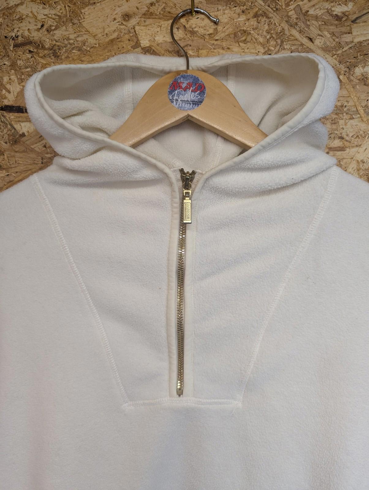 Barbour International Hoodie Size UK 10 Women Pullover Fleece Ivory Cream White