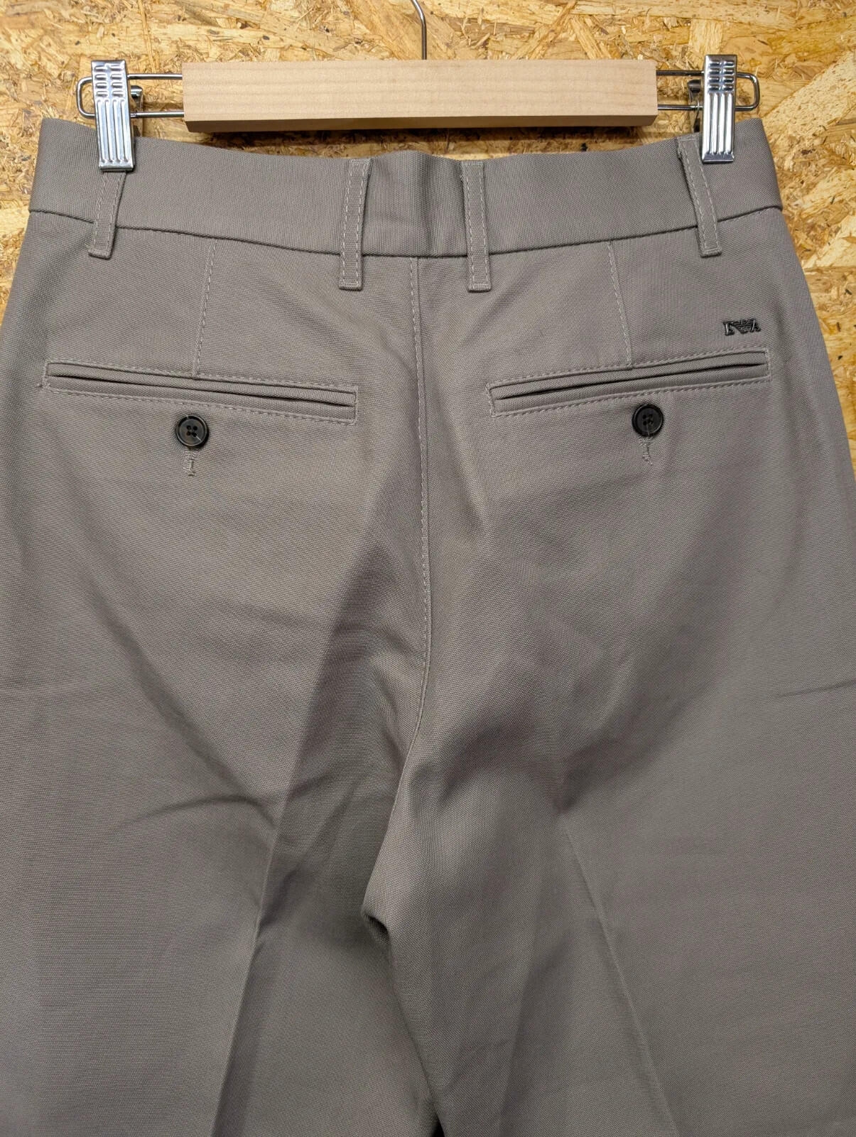 Emporio Armani Trousers Mens W30 L32 Beige Taupe Tailored Flat Formal Canvas