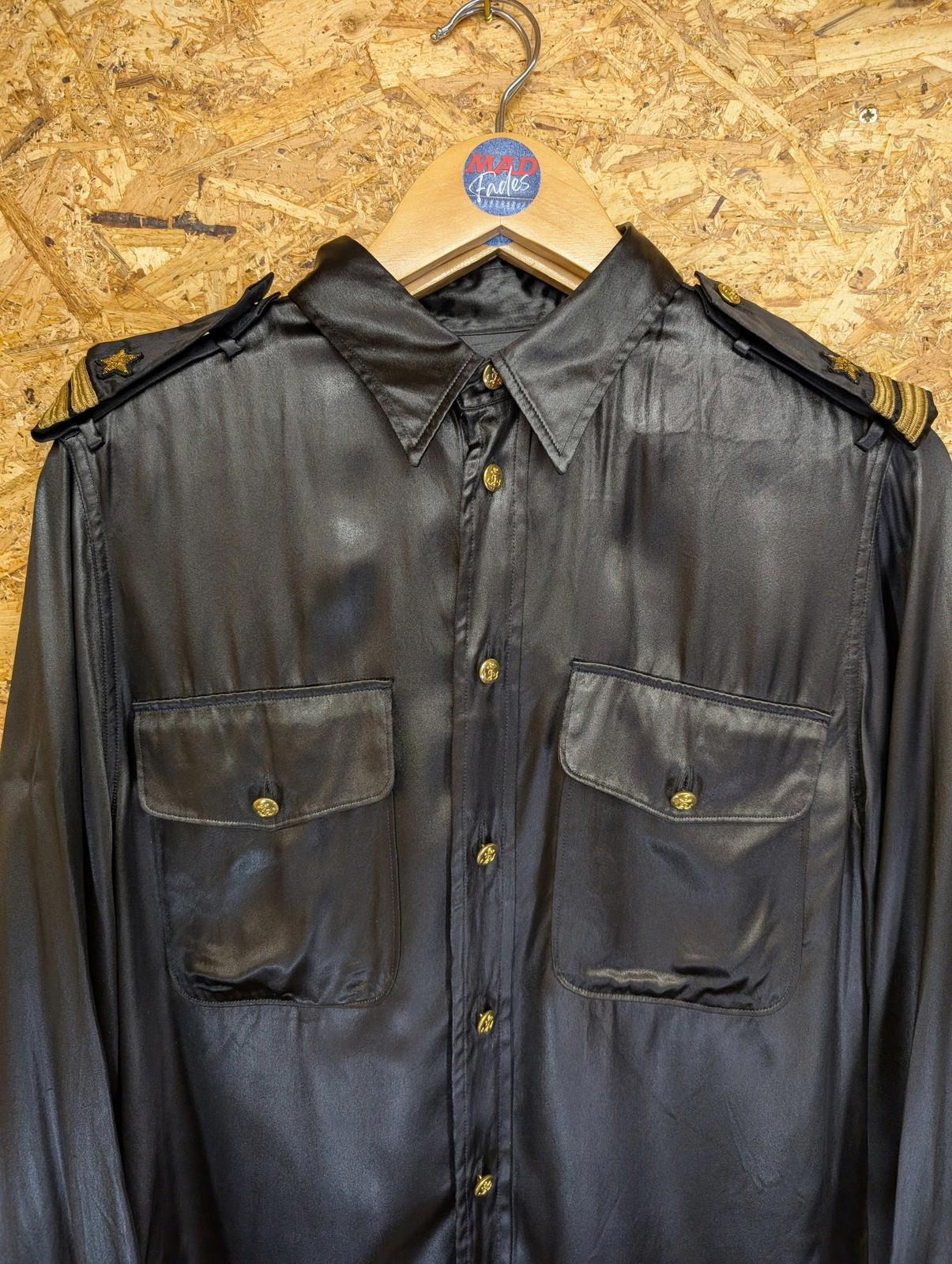 Ralph Lauren Purple Label Satin Shirt Size 10 Women Black Epaulettes Military