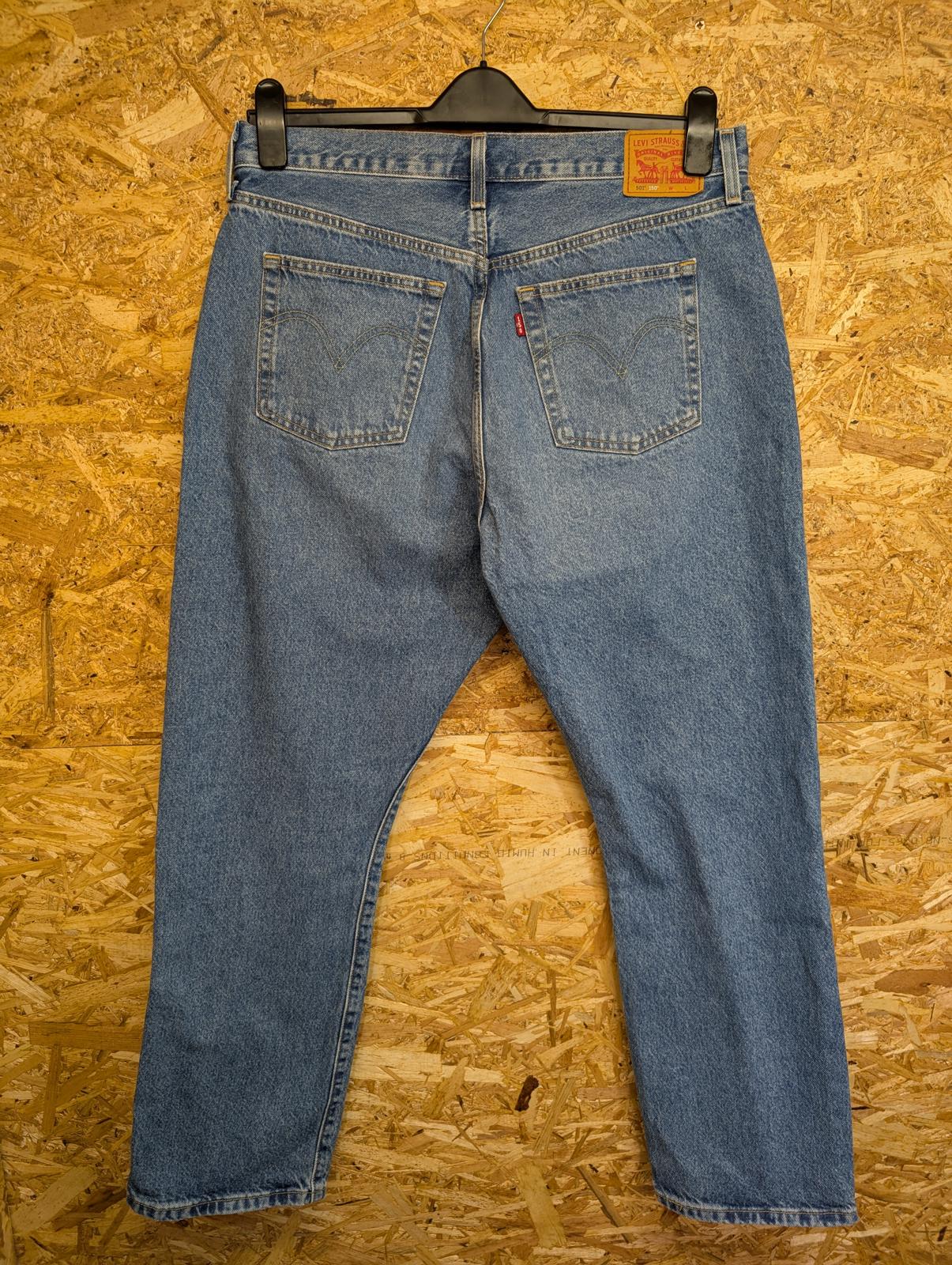 Levis 501 Jeans Womens Size 14-16 W34 L30 150th Anniversary Patchwork Blue