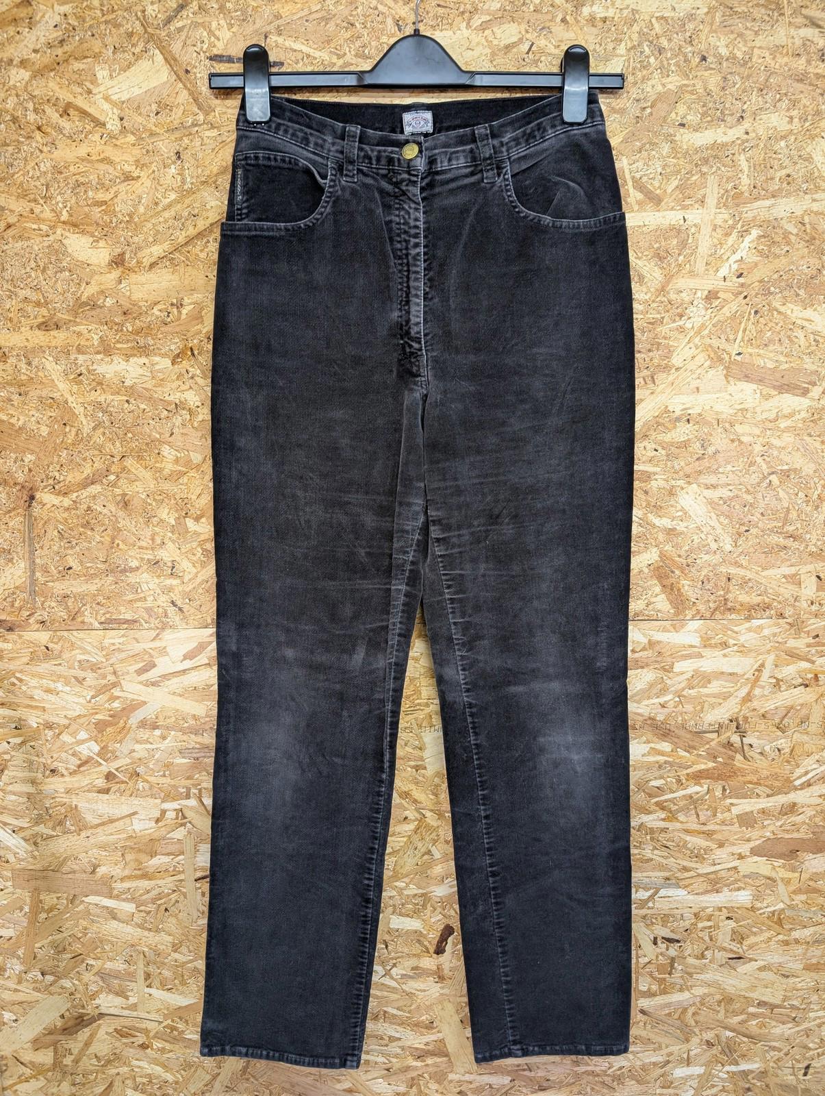 Armani Jeans Trousers Size W26 L31 Women Black Velvet Moleskin Vintage 90s Rock