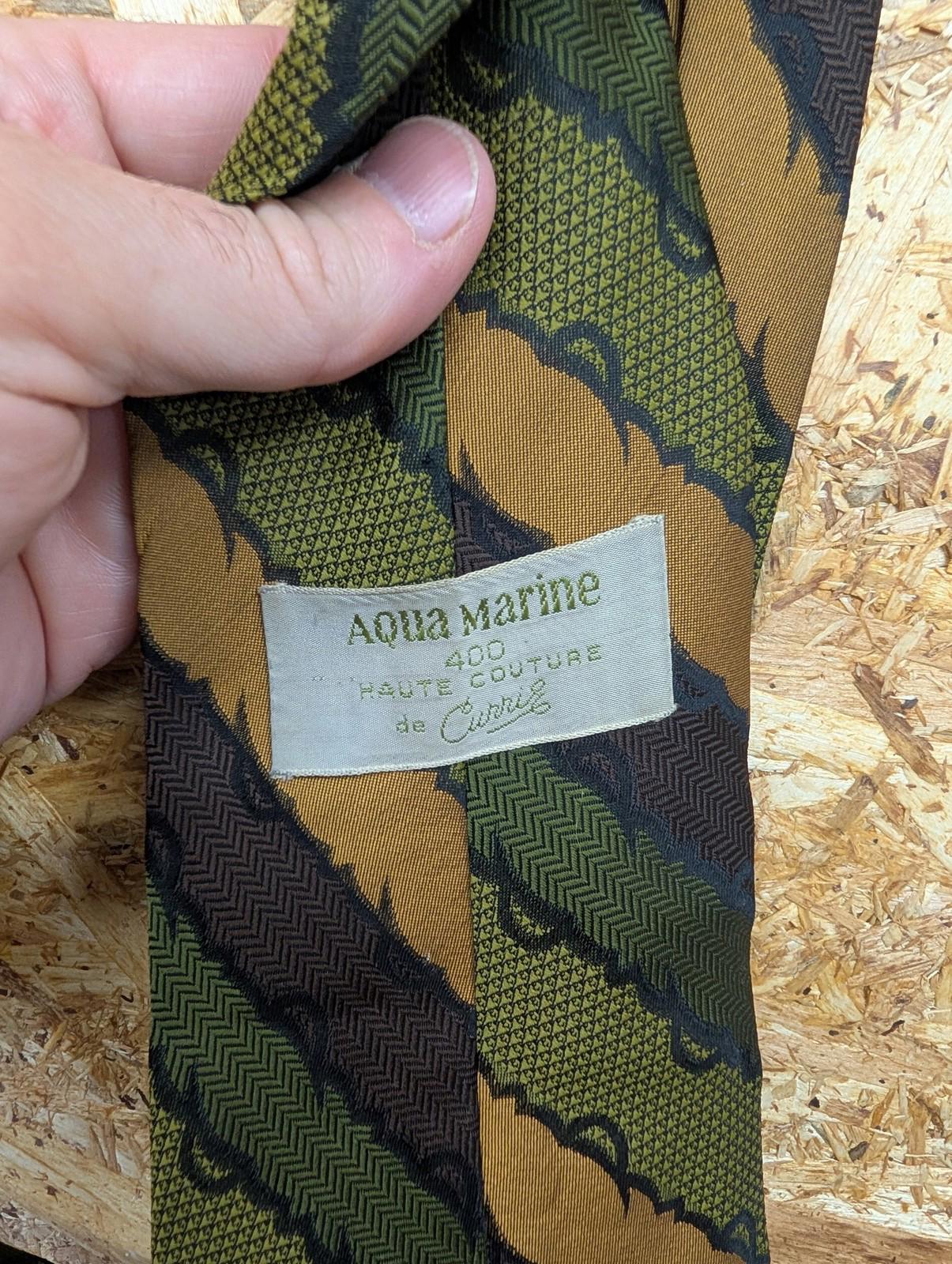 Aqua Marine Haute Couture Tie Mens Classic Geometric Pattern Brown Green
