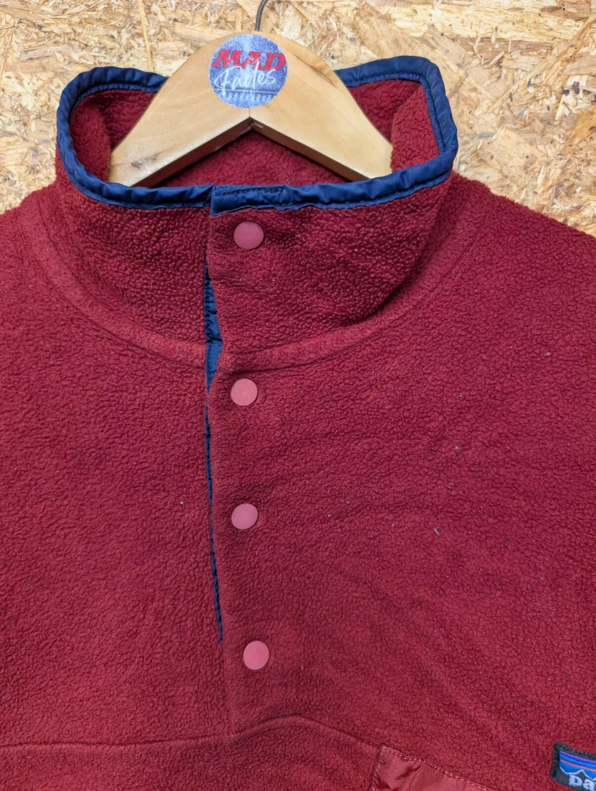 Vintage Patagonia Fleece Mens Medium Burgundy Fleece Snap-T Pullover Canada 90s