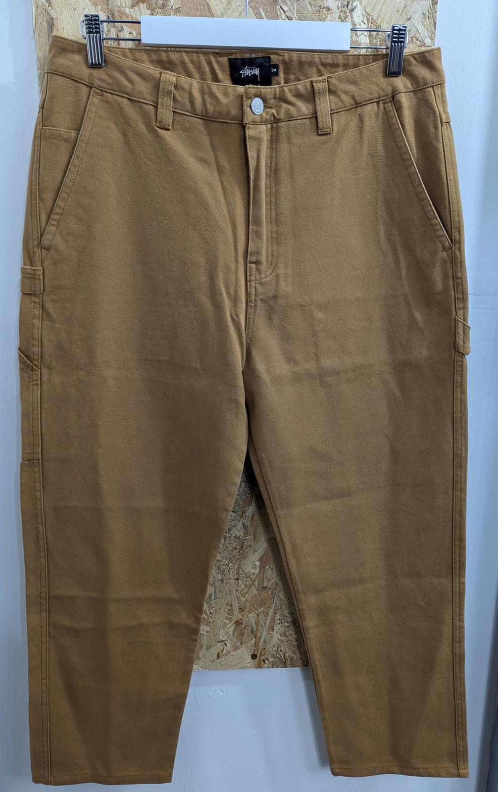 Stussy Carpenter Skate Pants Mens W34 Tan Duck Brown Canvas Chino Trousers Cargo