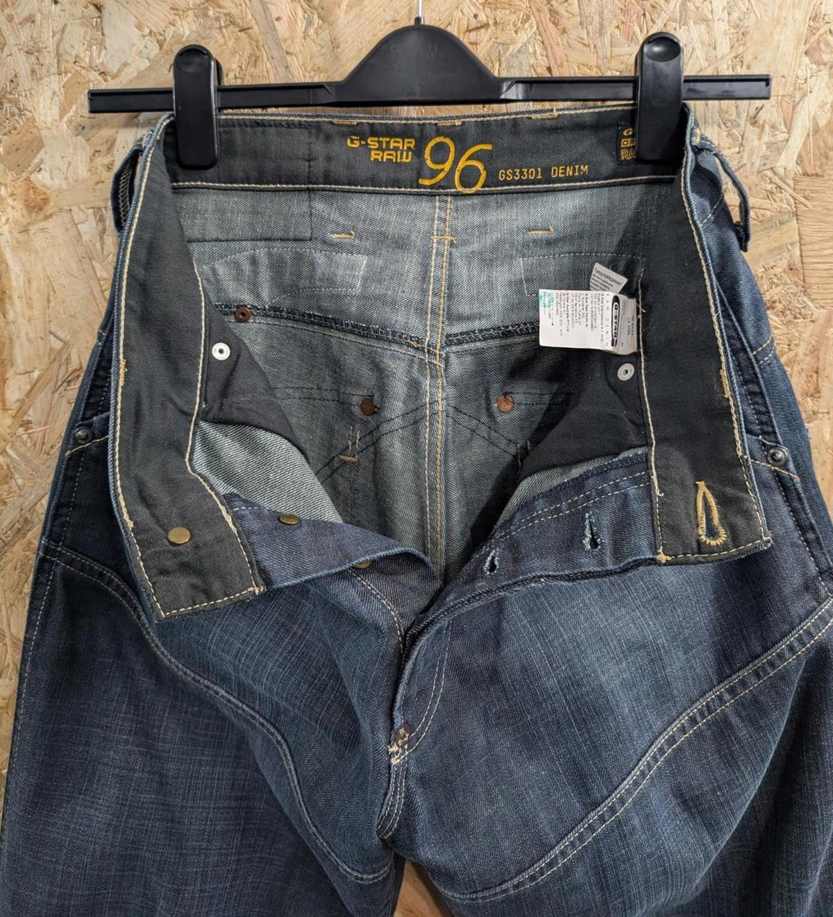 G-Star Elwood Heritage Loose Jeans W31 L30 Men Y2K Buckle Navy Blue Vintage Dark