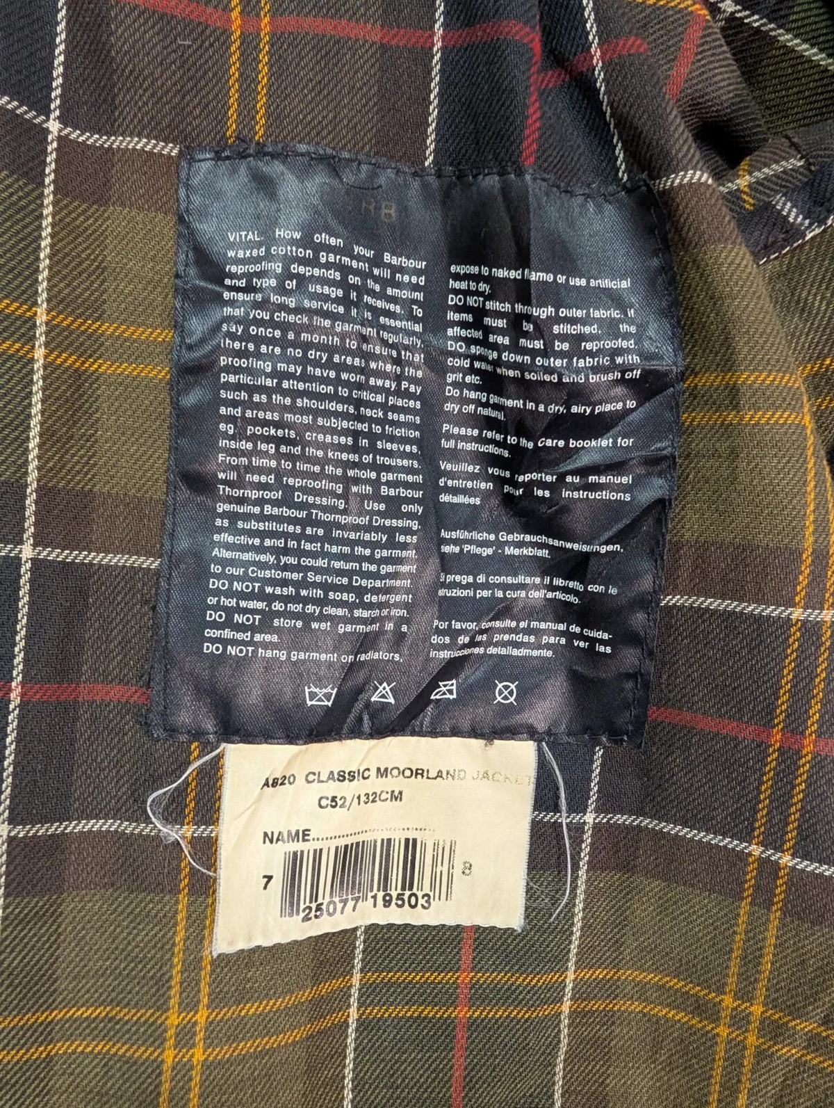 Vintage Barbour Classic Moorland Wax Jacket Men 2XL C52 Olive Green A820 + Hood