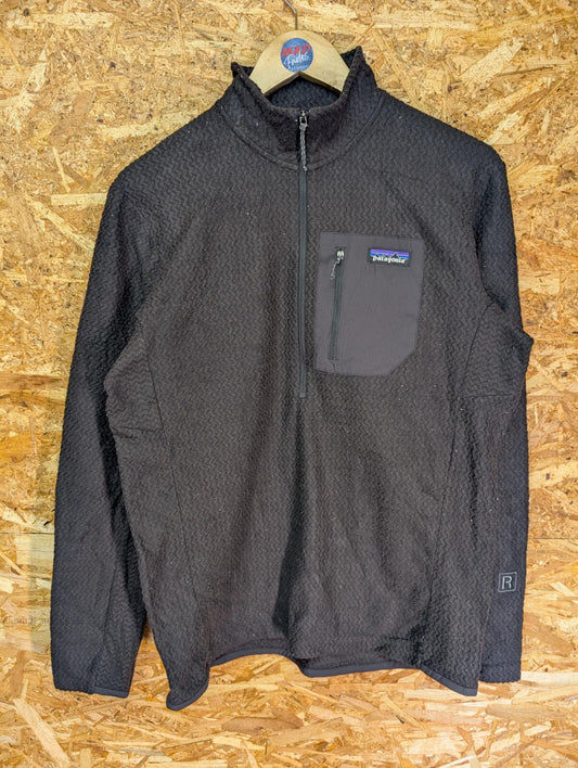 Patagonia R1 Fleece Pullover Mens Medium Black 1/2 Zip Hiking Walking Layer