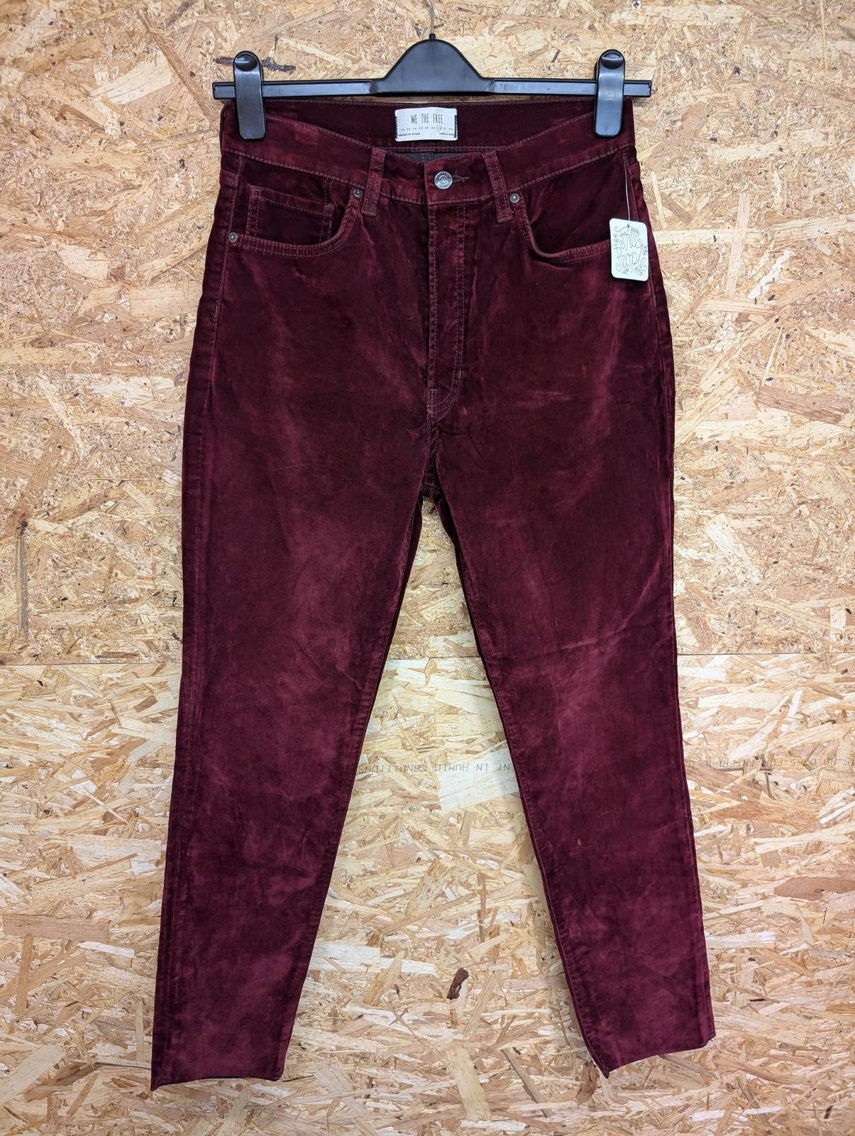 We The Free People Womens Trousers W30 L28 Size Corduroy Velvet Burgundy Red