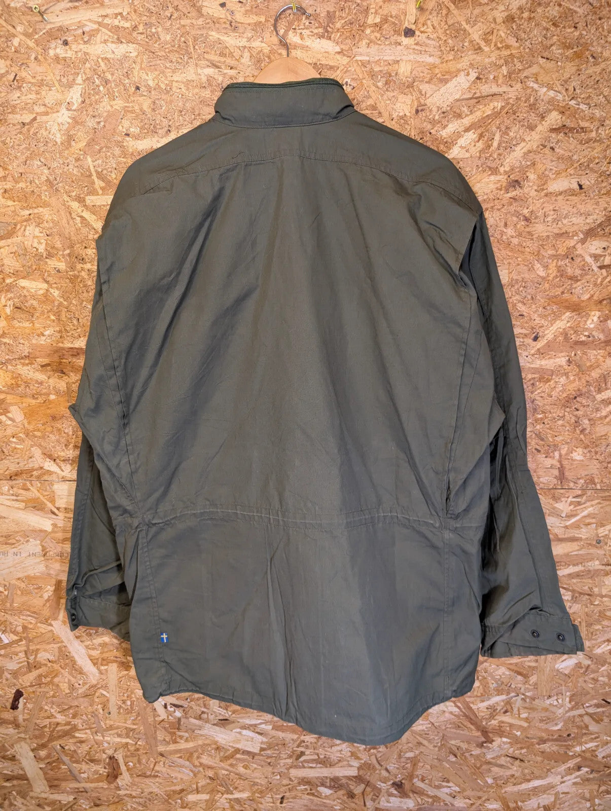 Fjallraven G1000 Field Jacket Mens XL Khaki Green Stowaway Hood Hiking Walking