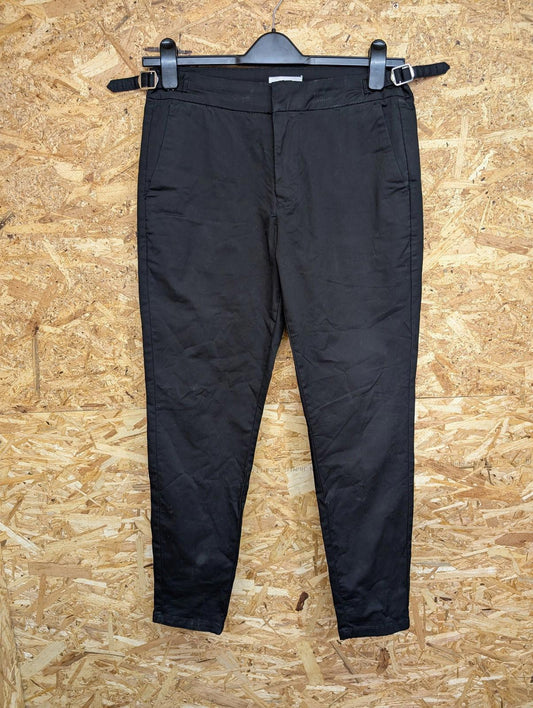 Arne Trousers Mens W32 L28 Slim Fit Black Cotton Blend Casual Pants Chino Buckle