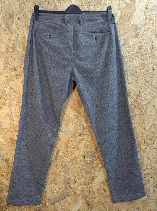 Ted Baker Chino Trousers W34 L30 Formal Work Grey Check Straight Leg Pants Zip
