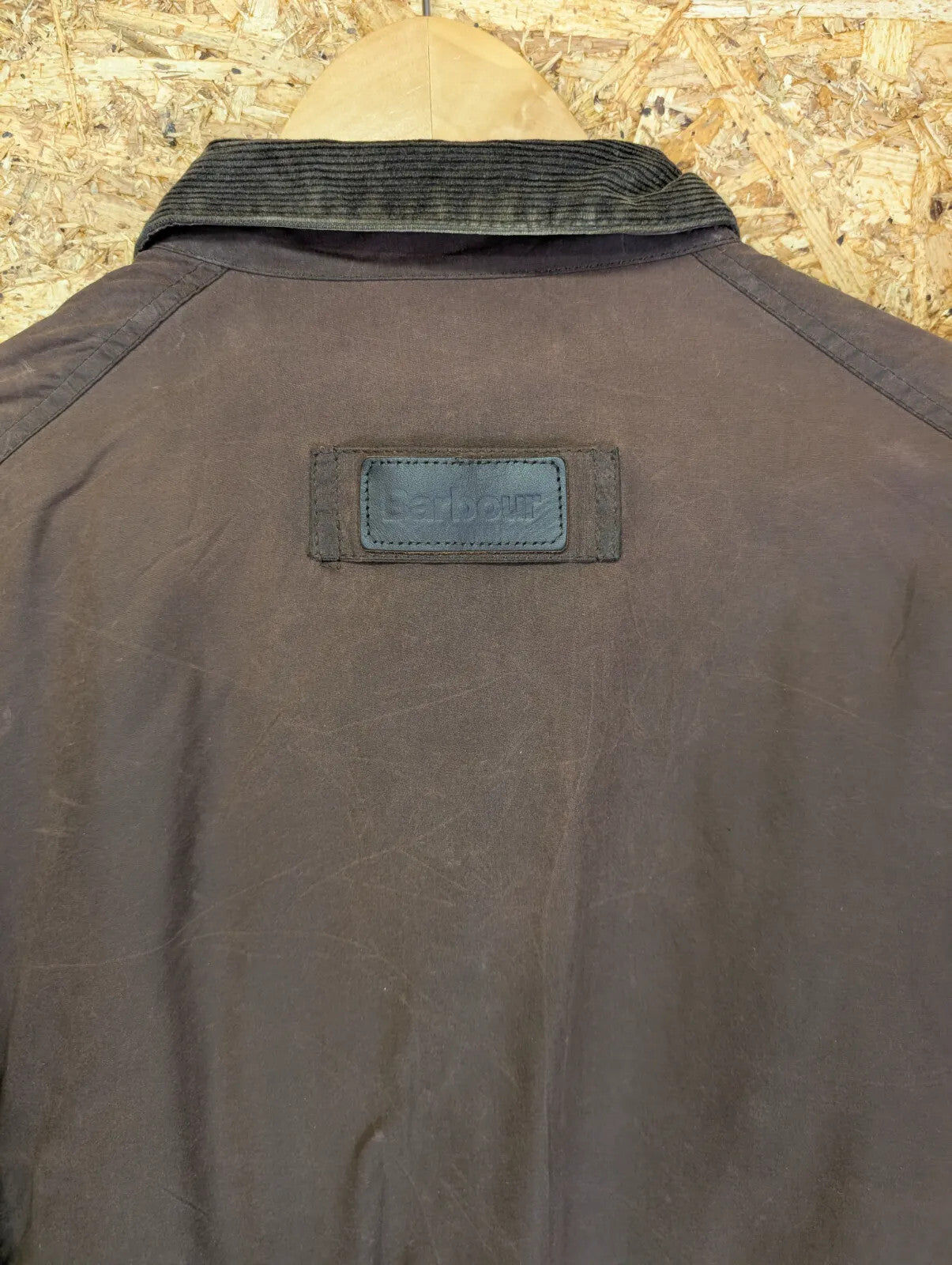 Barbour A417 Utility Wax Jacket Mens Large Brown Cotton Cord Collar Pockets