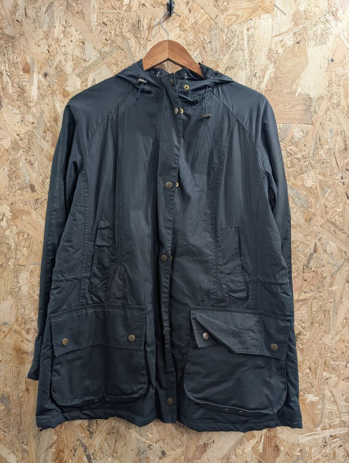 Barbour Retail Beadnell Parka Jacket Womens UK16 Black Fleece Lined Waterproof
