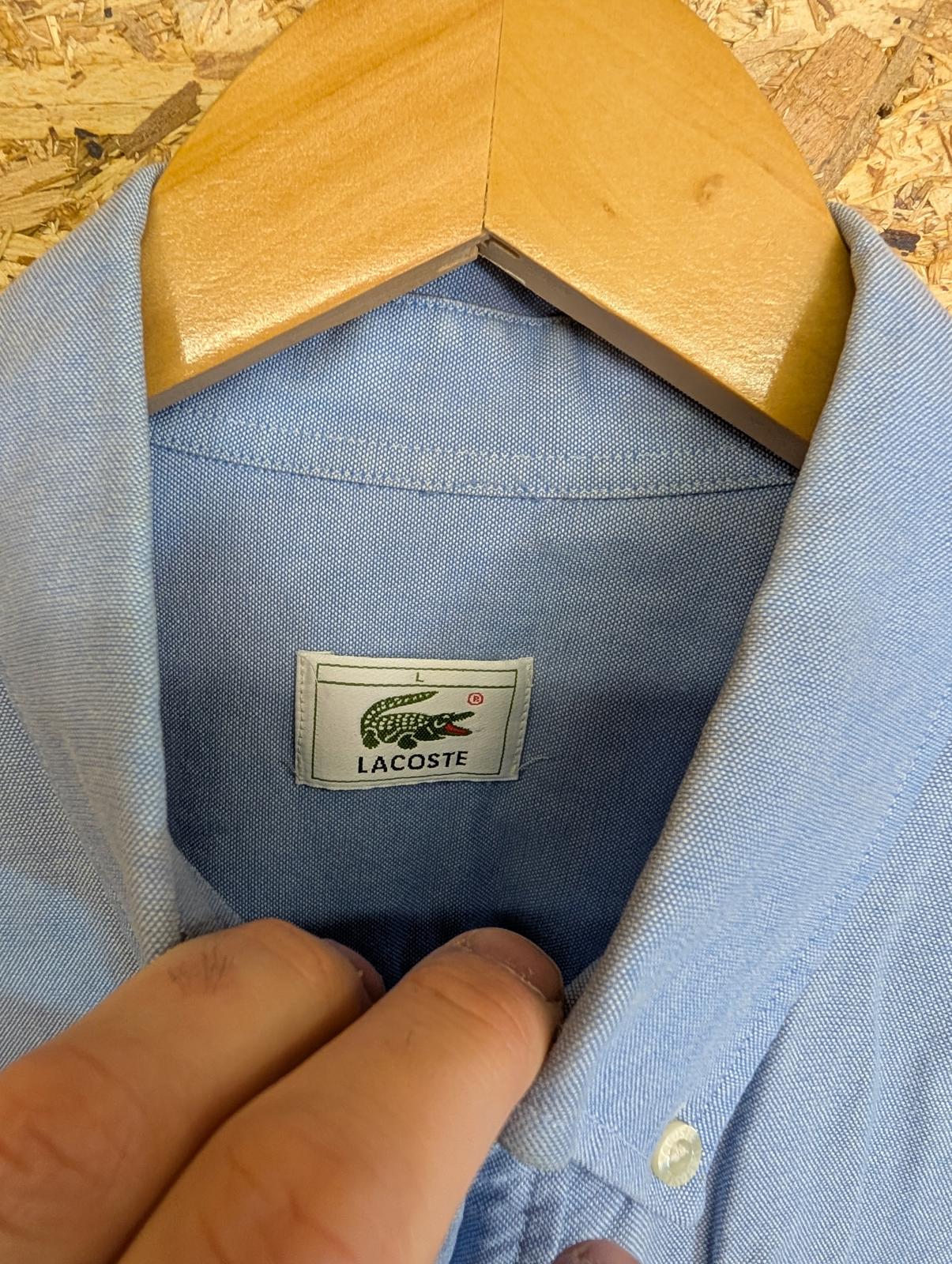 Lacoste Shirt Large Vintage Y2K Long Sleeve Blue Cotton
