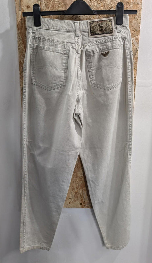 Armani Jeans W31 L29 Men Regular Fit Beige Denim Trousers Tapered Leg Italy Made