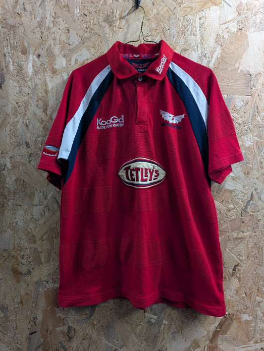 Vintage Llanelli Scarlets 03/05 Rugby Shirt Medium Red Dragon Kooga Tetley RFC