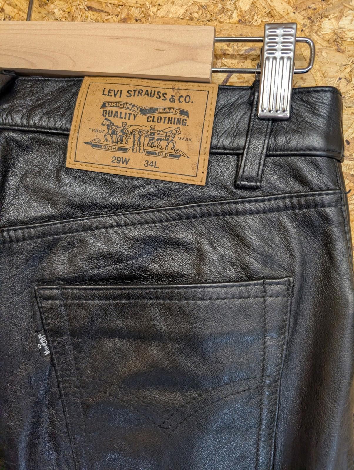 Levis Leather Trousers 29W 34L Women Black Tab Vintage 90s