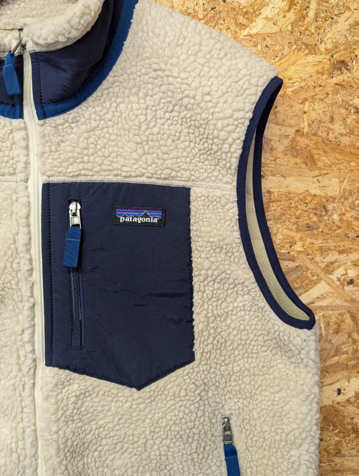 Patagonia Oatmeal Retro-X Pile Fleece Large Vest Zip Cream Gilet Bodywarmer
