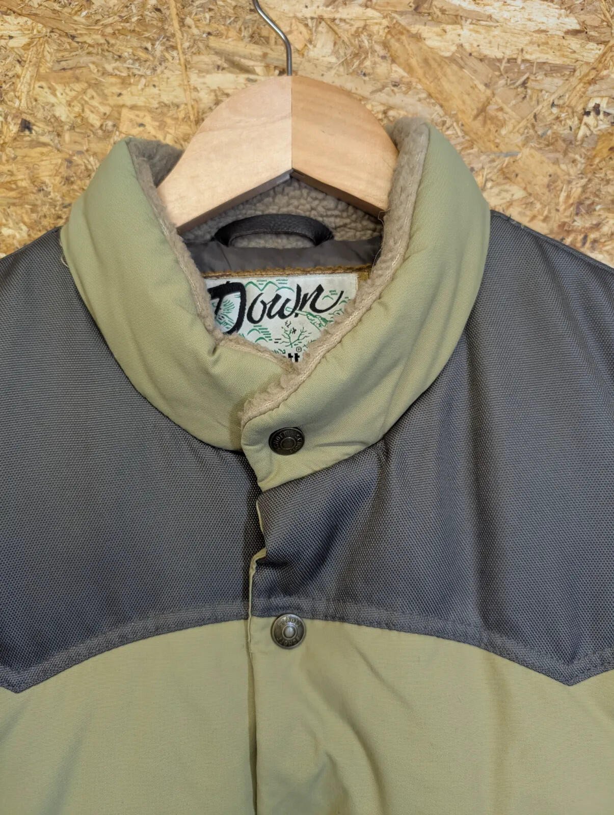 Down By Schott NYC Puffer Gilet Mens Medium Khaki Green Insulated USA Made Vest