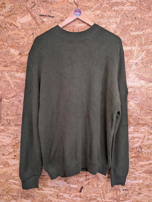 Barbour International Jumper Mens XL Knit Long Sleeve Green Wool Crew Sweater