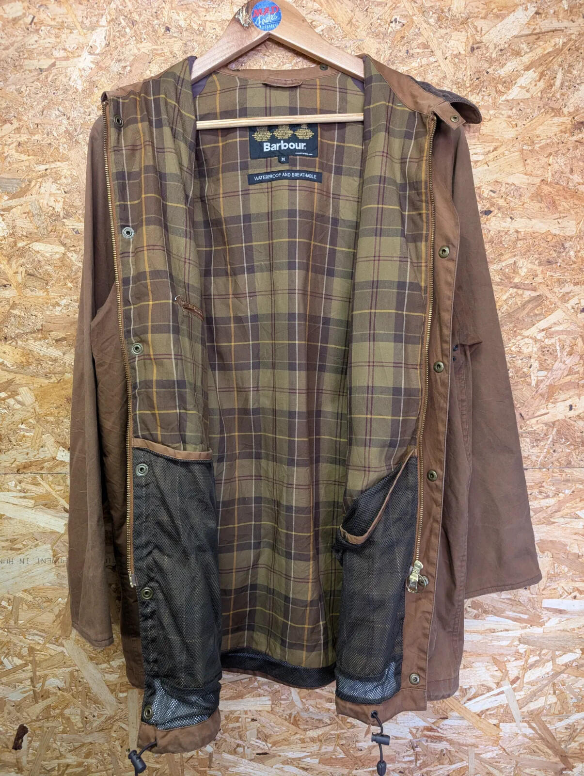 Barbour Beaufort Jacket Mens Medium Brown Lightweight Waterproof Breathable