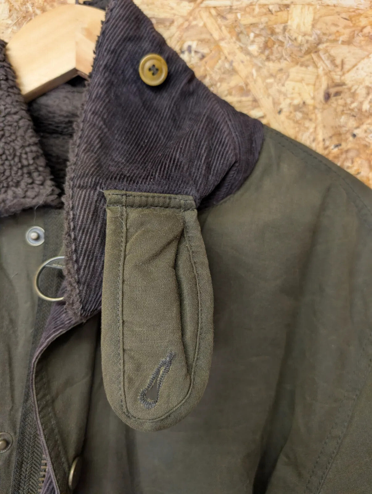 Barbour Hurricane Wax Jacket Mens Large Olive Green Steve McQueen Sherpa Fleece