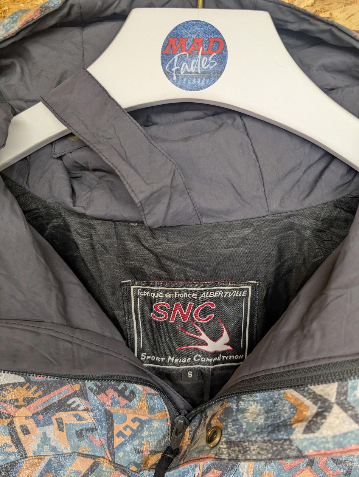 SNC Sport Neige Ski Jacket Small Men Geometric Aztec Hoodie Vintage 90s