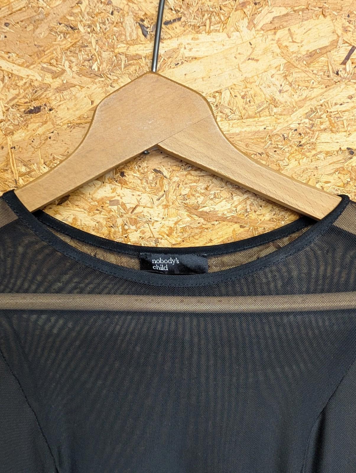 Nobodys Child Mesh Dress Women Medium Sheer Long Sleeve Black Lightweight