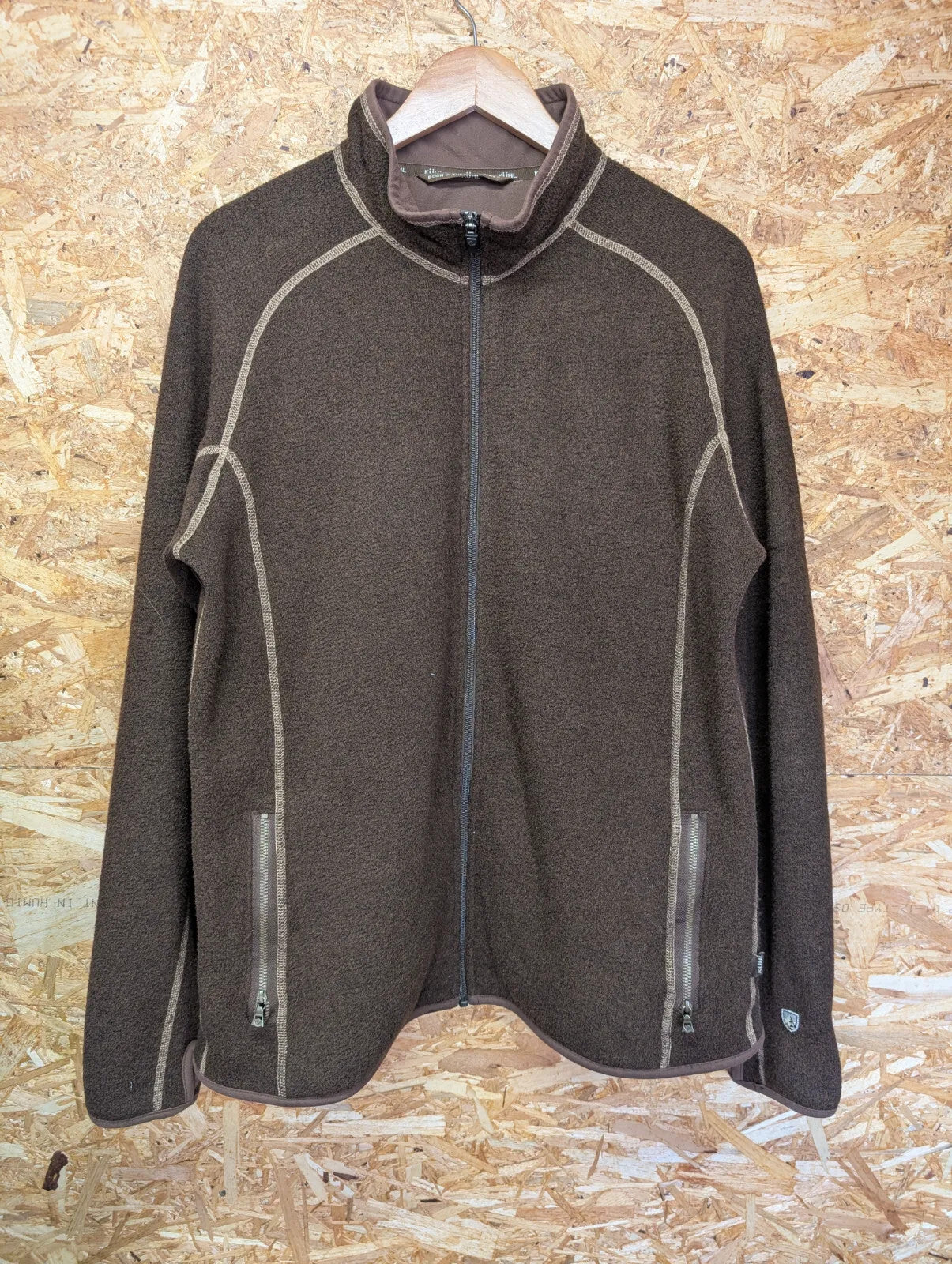 Kuhl Alfpaca Fleece Jacket Men XL Brown Full Zip Walking Hiking Synchila Outdoor