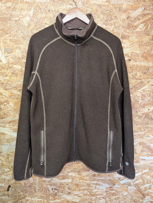 Kuhl Alfpaca Fleece Jacket Men XL Brown Full Zip Walking Hiking Synchila Outdoor